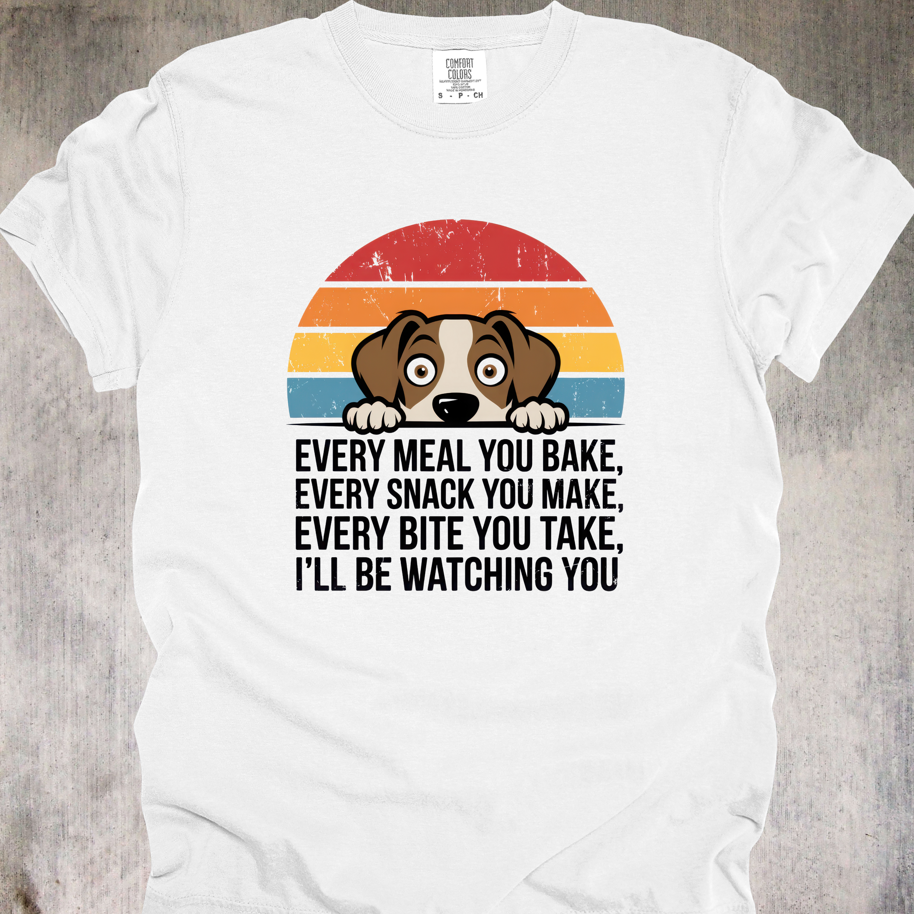 'EVERY MEAL YOU BAKE, EVERY SNACK YOU MAKE, EVERY BITE YOU TAKE, I'LL BE WATCHING YOU!' - Unisex T-Shirt - He Sees You When You're Snacking
