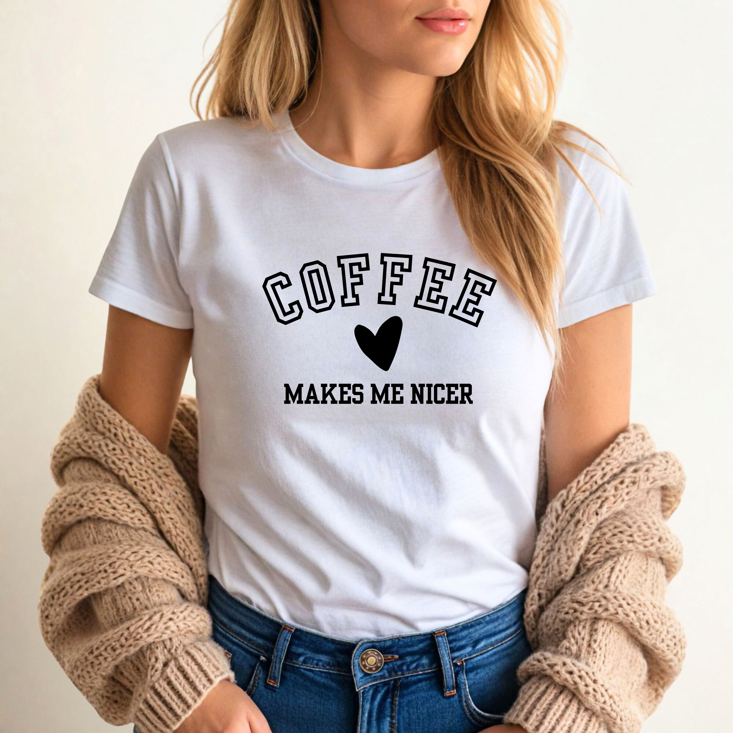 'COFFEE MAKES ME NICER' - Women's Boyfriend T-Shirt