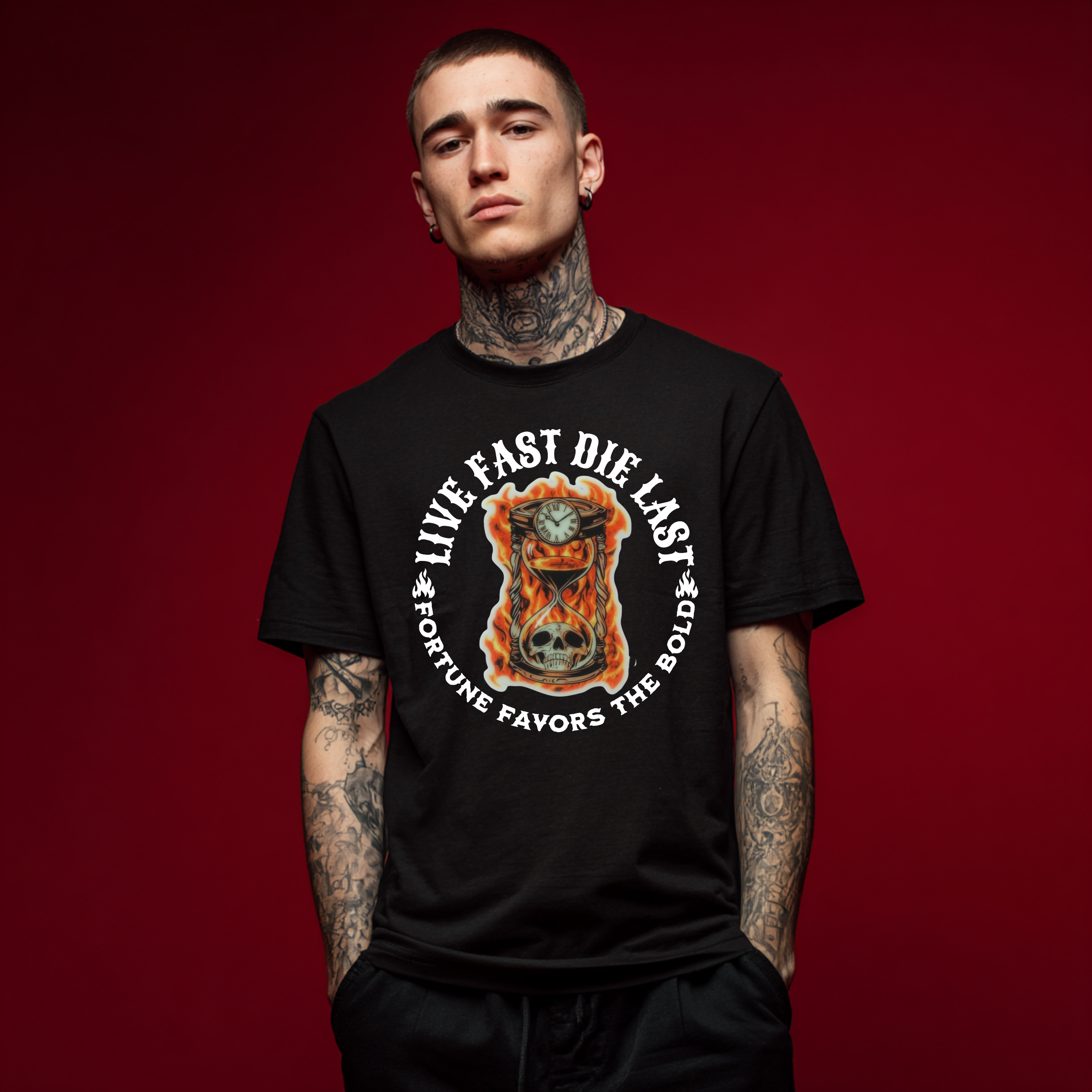 'LIVE FAST-DIE LAST-FORTUNE FAVORS THE BOLD' - Unisex T-Shirt