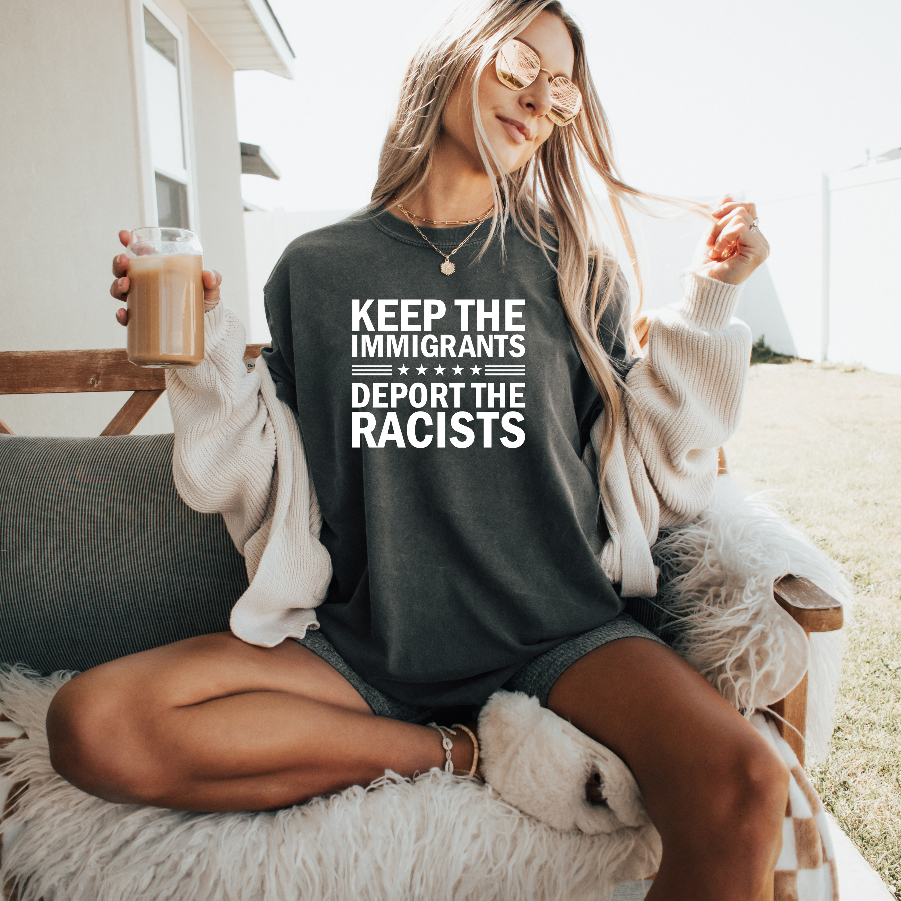 'KEEP THE IMMIGRANTS-DEPORT THE RACISTS' - Unisex T-Shirt