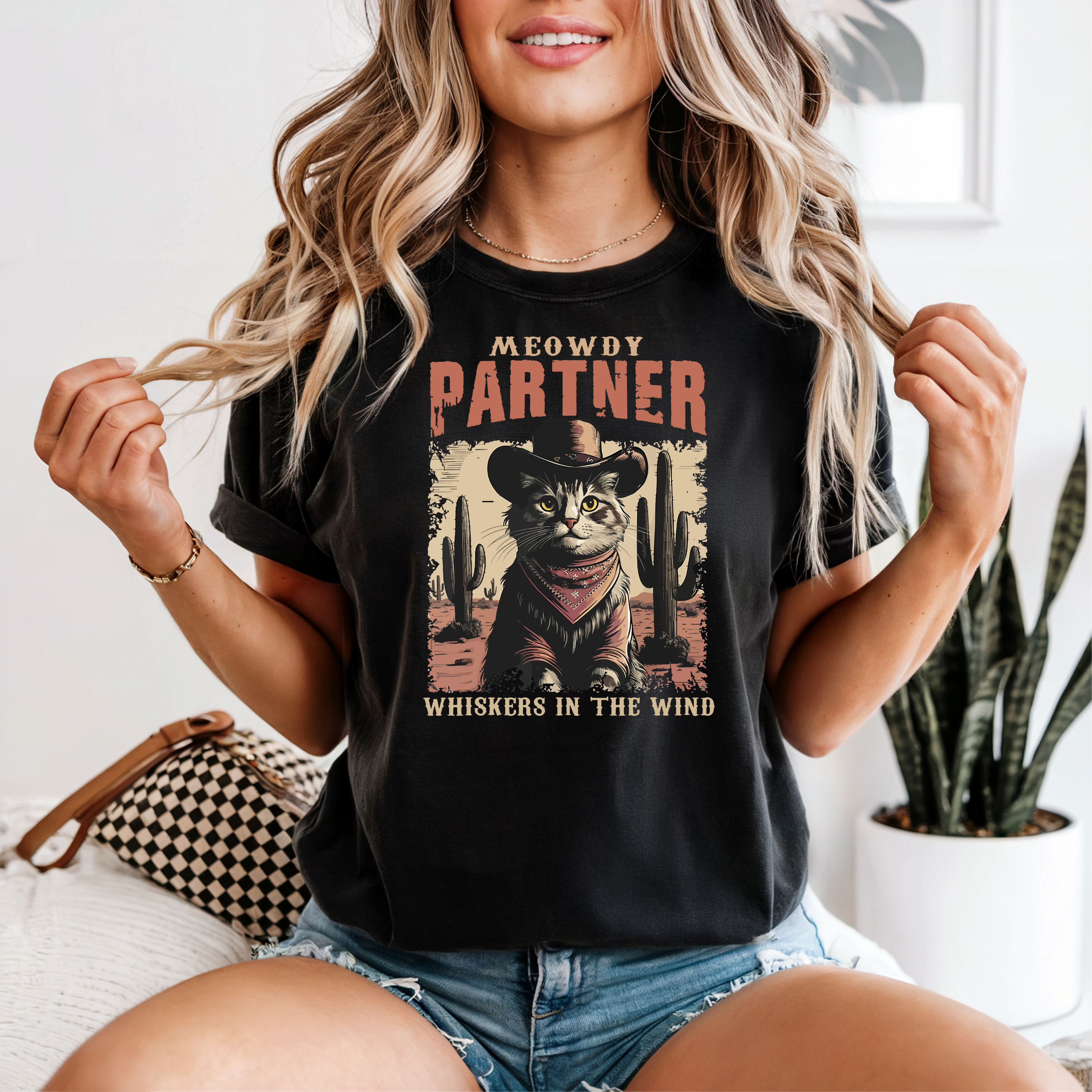 'MEOWDY PARTNER-WHISKERS IN THE WIND' - Unisex T-Shirt