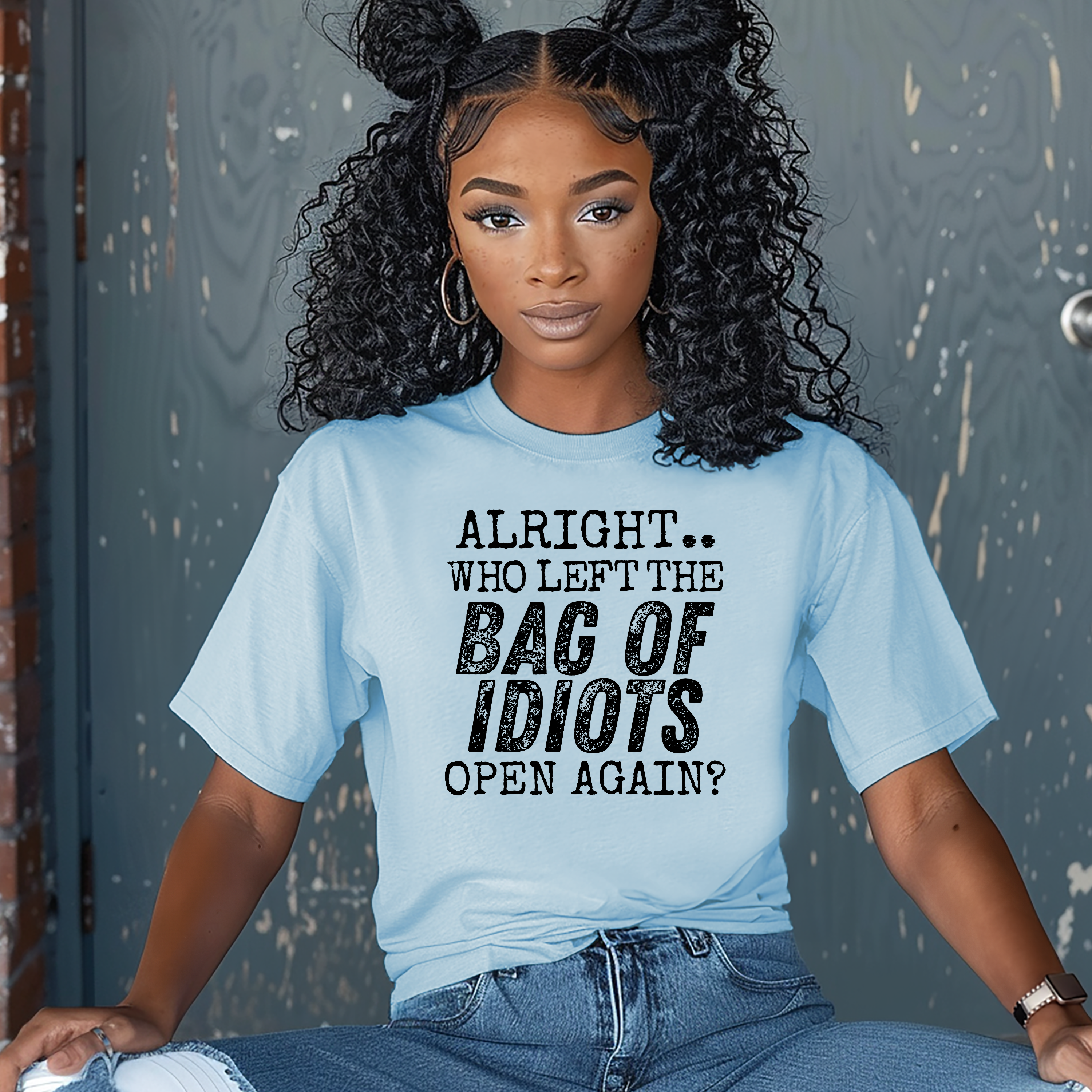 'ALRIGHT..WHO LEFT THE BAG OF IDIOTS OPEN AGAIN?' - Unisex T-Shirt