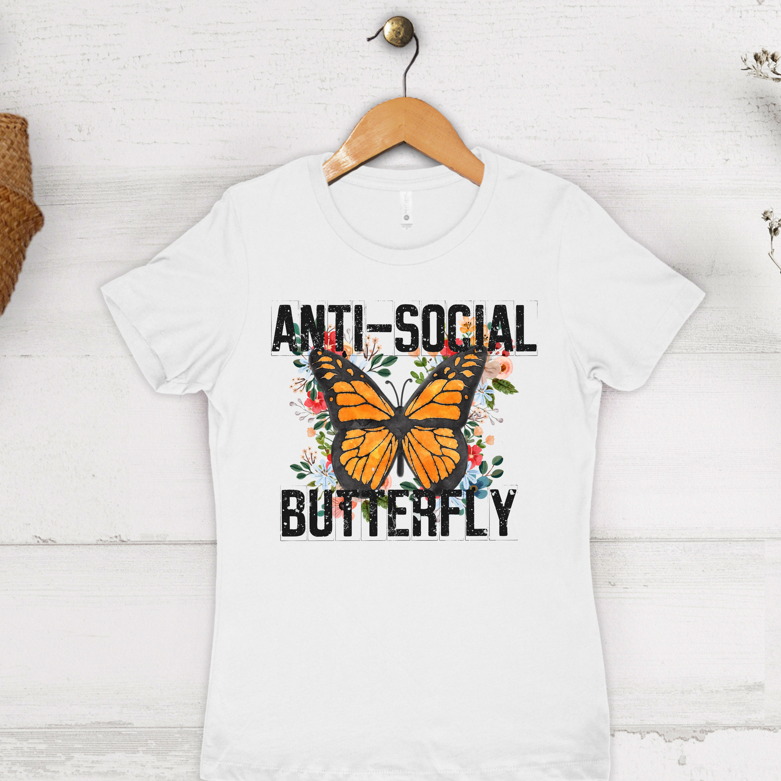'ANTI-SOCIAL BUTTERFLY' - Women's Style Boyfriend T-Shirt From Next Level
