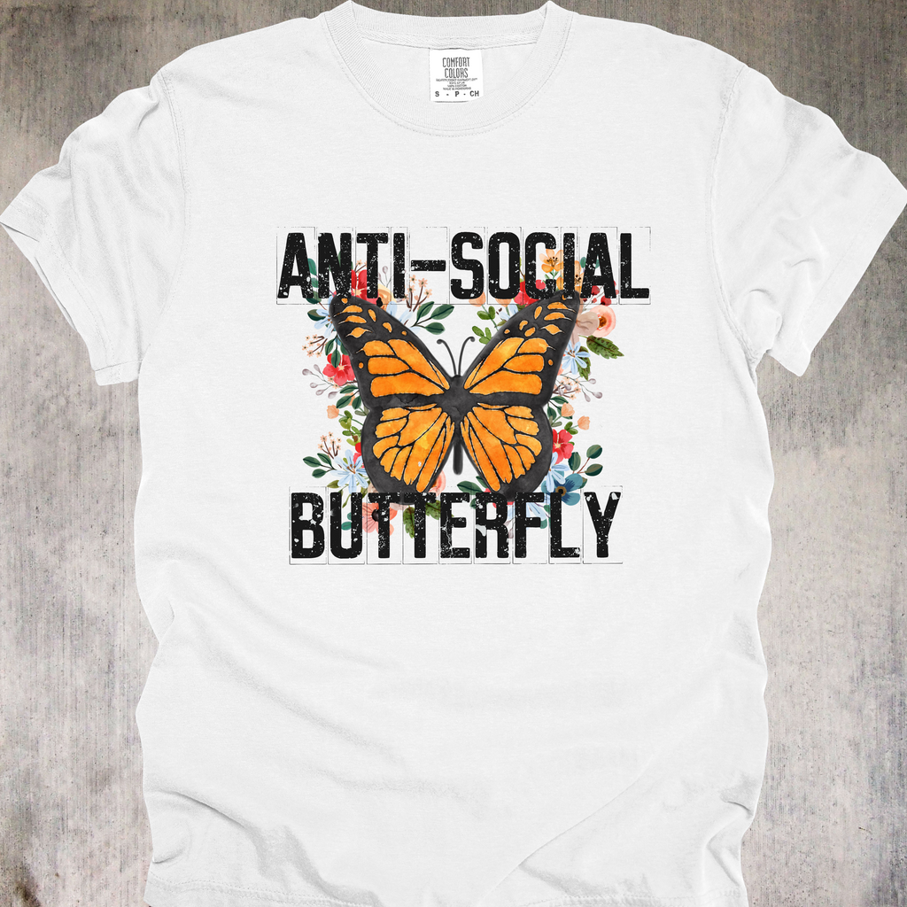 'ANTI-SOCIAL BUTTERFLY' - Unisex T-Shirt Perfect For People Who Like People From A Distance
