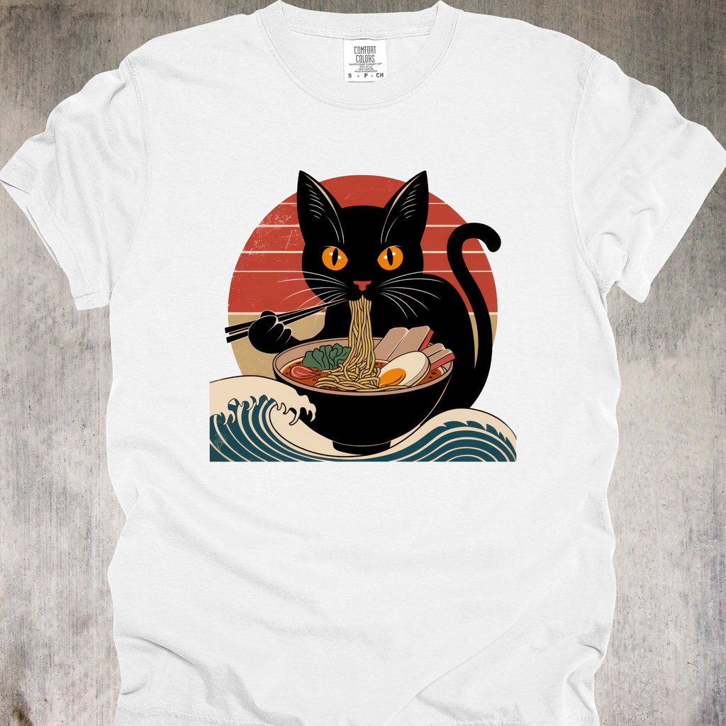 RAMEN PURRRFECTION - UNISEX T-SHIRT - FOR RAMEN LOVERS AND FELINE FRIENDS EVERYWHERE