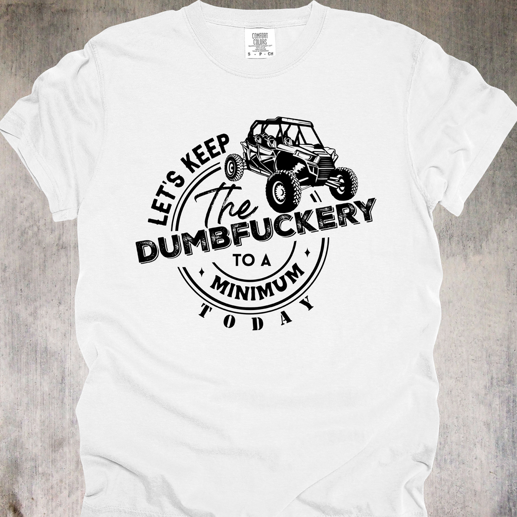 'LET'S KEEP THE DUMBFUCKERY TO A MINIMUM TODAY' - UNISEX T-SHIRT TO LET PEOPLE KNOW TODAY IS NOT THE DAY