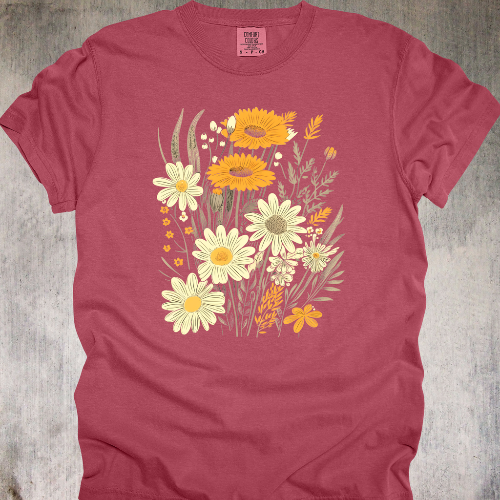 'GOLDEN DAISIES' - Unisex T-Shirt - Beautiful Handrawn Bouquet Of Daisies For Wearing What Gives You Calm