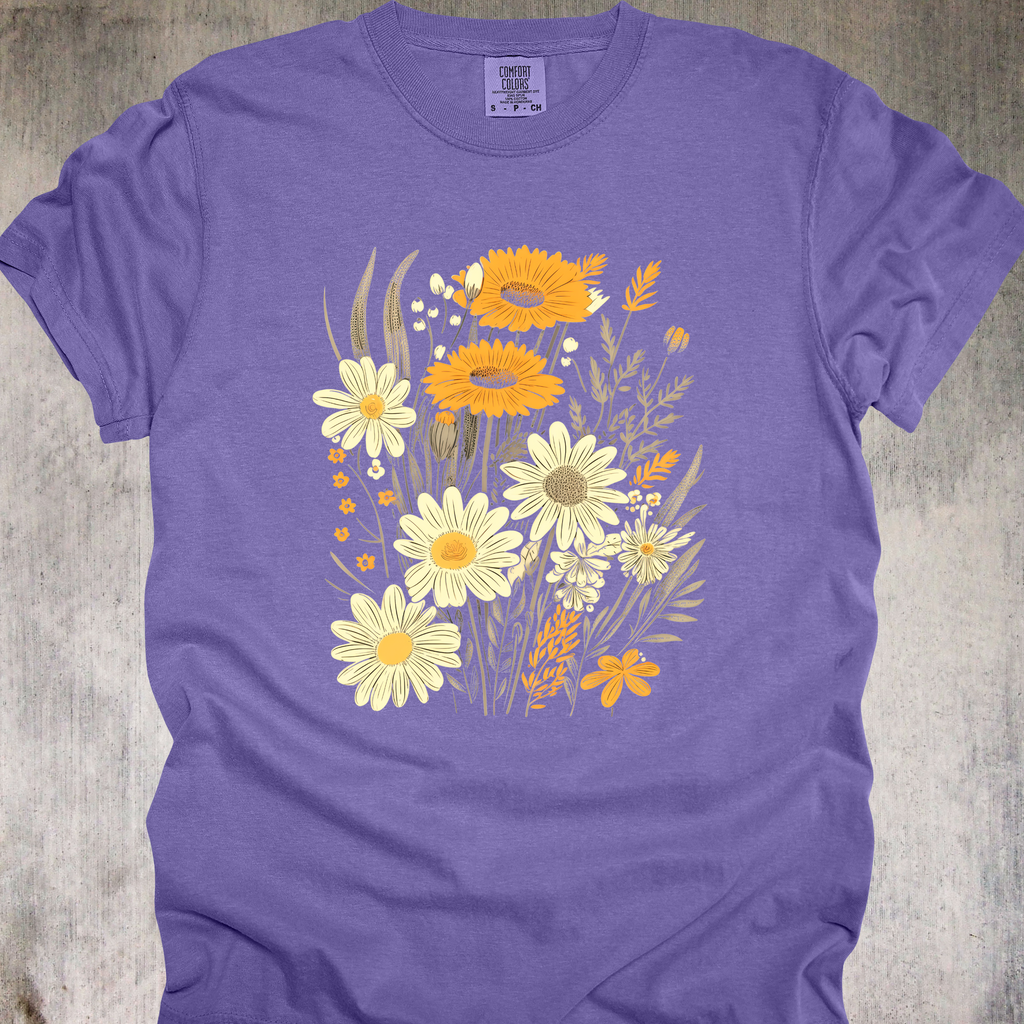 'GOLDEN DAISIES' - Unisex T-Shirt - Beautiful Handrawn Bouquet Of Daisies For Wearing What Gives You Calm