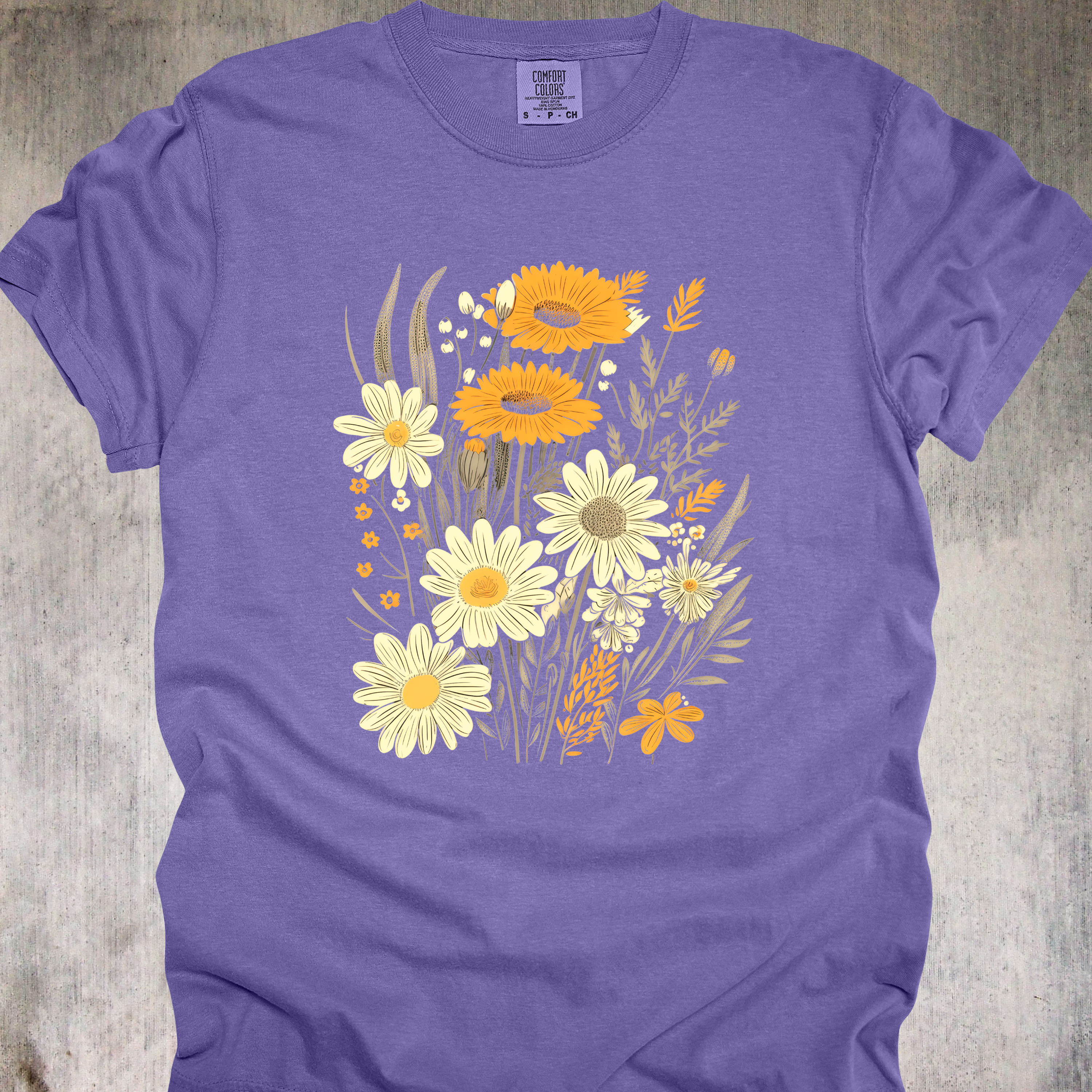 'GOLDEN DAISIES' - Unisex T-Shirt - Beautiful Handrawn Bouquet Of Daisies For Wearing What Gives You Calm