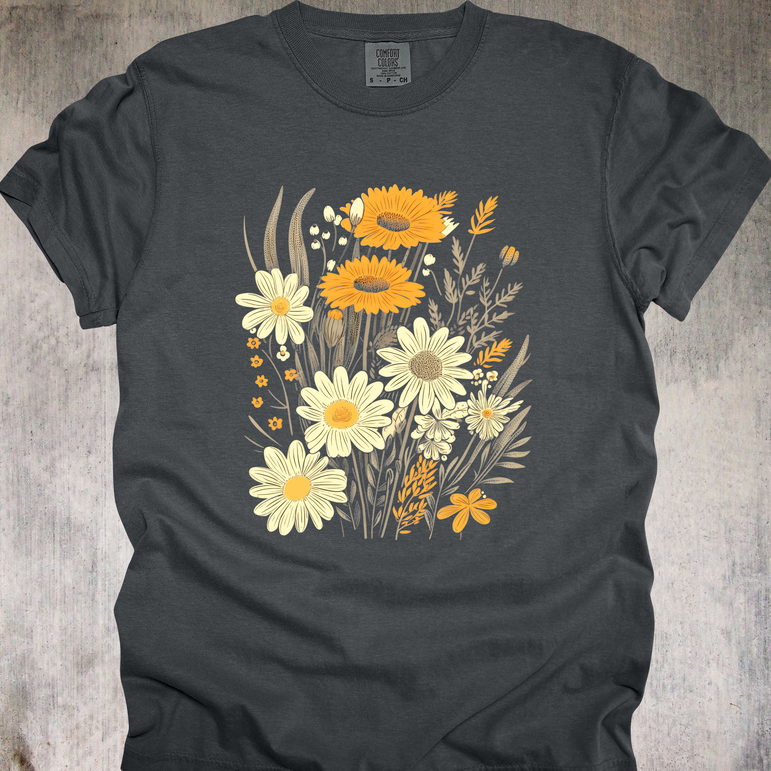 'GOLDEN DAISIES' - Unisex T-Shirt - Beautiful Handrawn Bouquet Of Daisies For Wearing What Gives You Calm