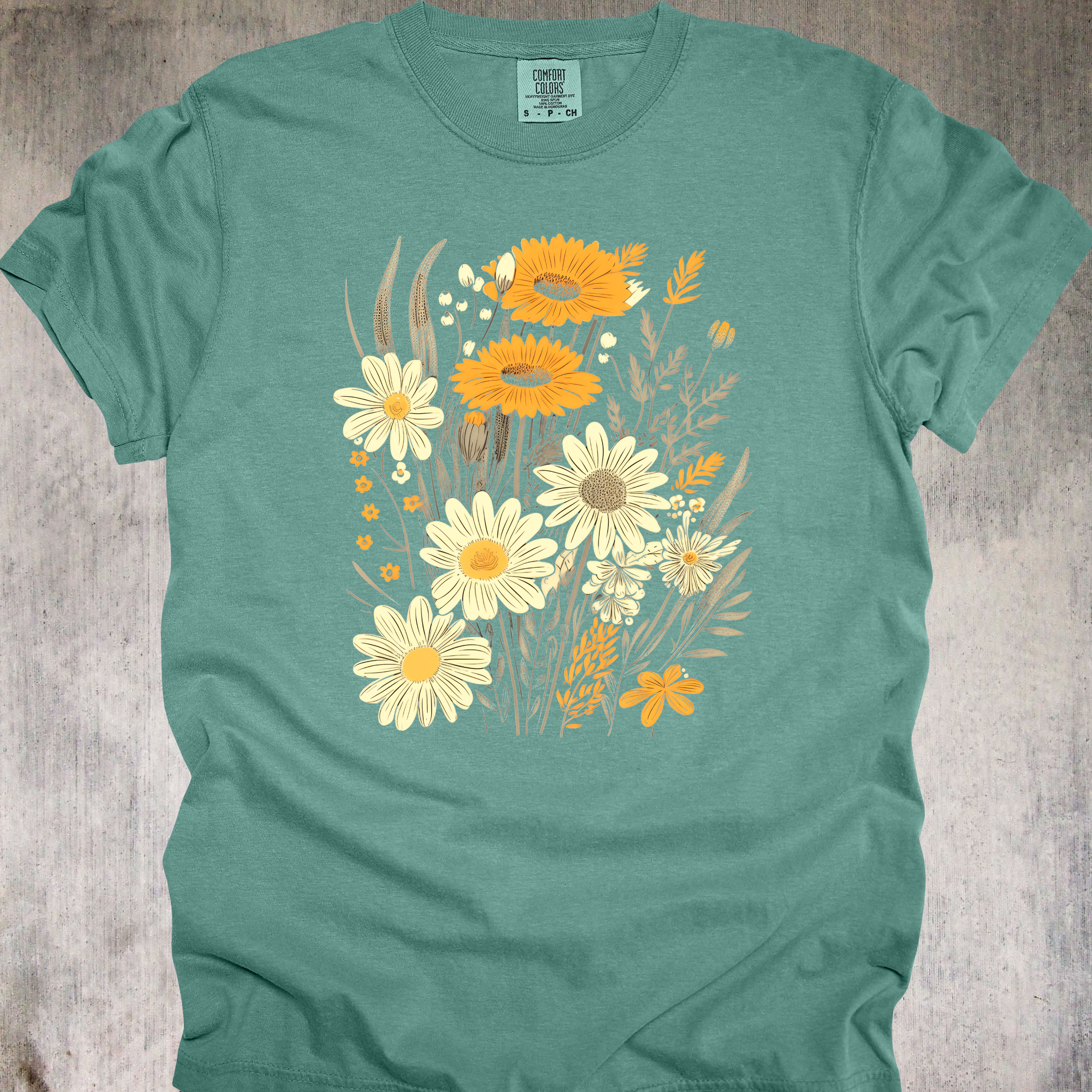 'GOLDEN DAISIES' - Unisex T-Shirt - Beautiful Handrawn Bouquet Of Daisies For Wearing What Gives You Calm