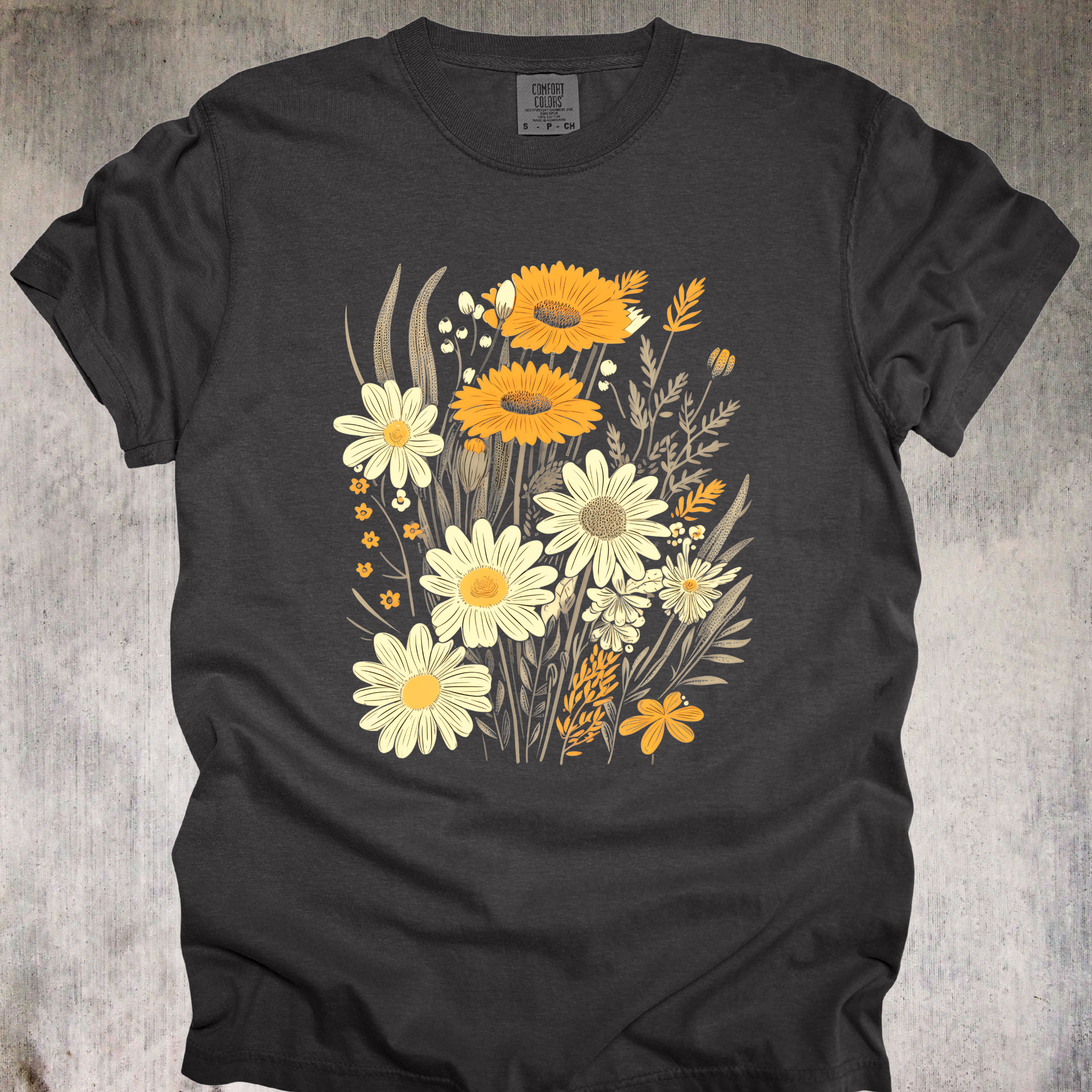 'GOLDEN DAISIES' - Unisex T-Shirt - Beautiful Handrawn Bouquet Of Daisies For Wearing What Gives You Calm