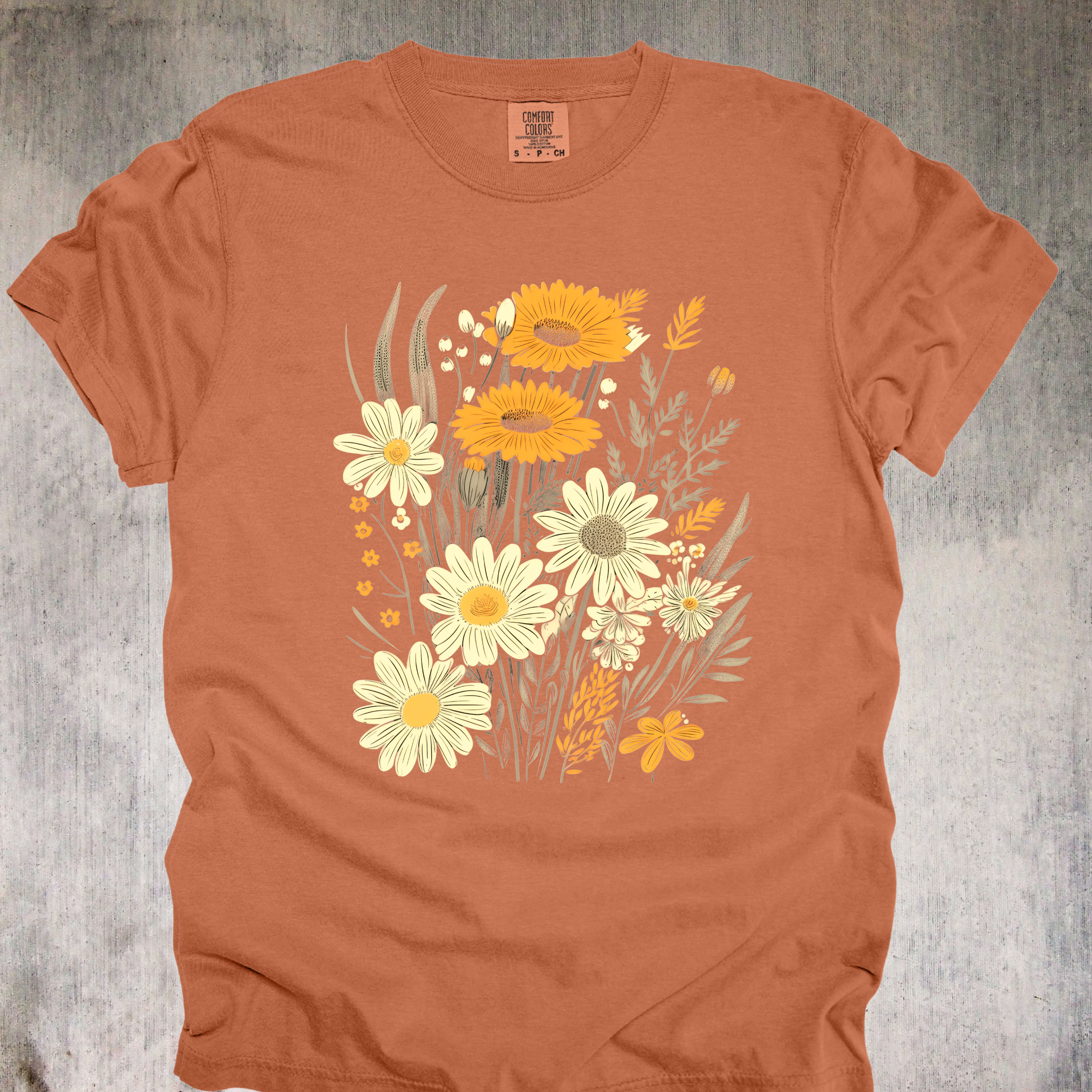 'GOLDEN DAISIES' - Unisex T-Shirt - Beautiful Handrawn Bouquet Of Daisies For Wearing What Gives You Calm