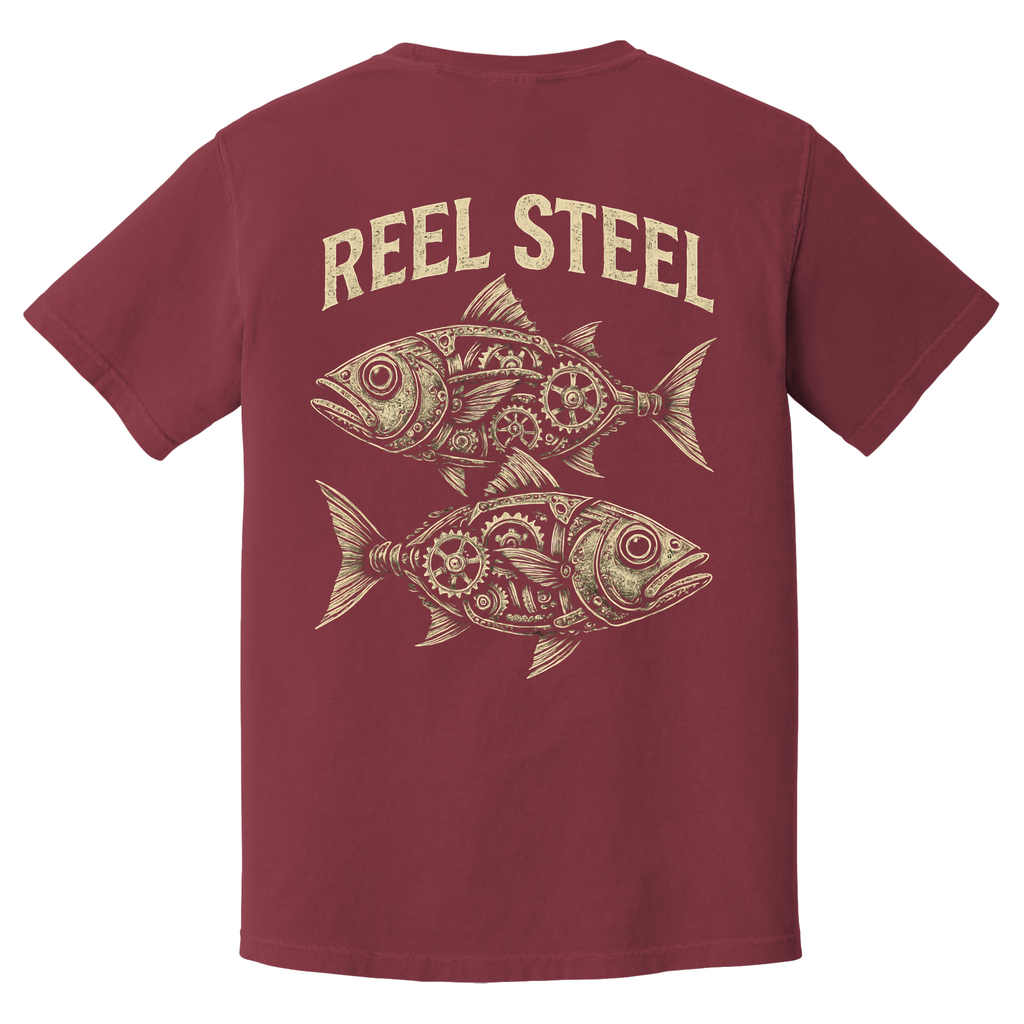 'REEL STEEL' - Unisex T-Shirt - For Anyone Who's Gear Driven And Ready To Reel