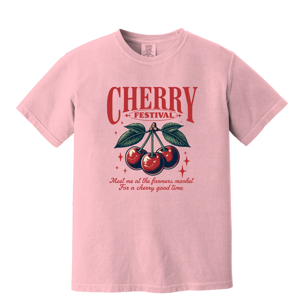'CHERRY FESTIVAL-MEET ME AT THE FARMER'S MARKET FOR A CHERRY GOOD TIME' - Unisex T-Shirt - Life’s a festival—dress like it. 🍒 #CherryVibesOnly”