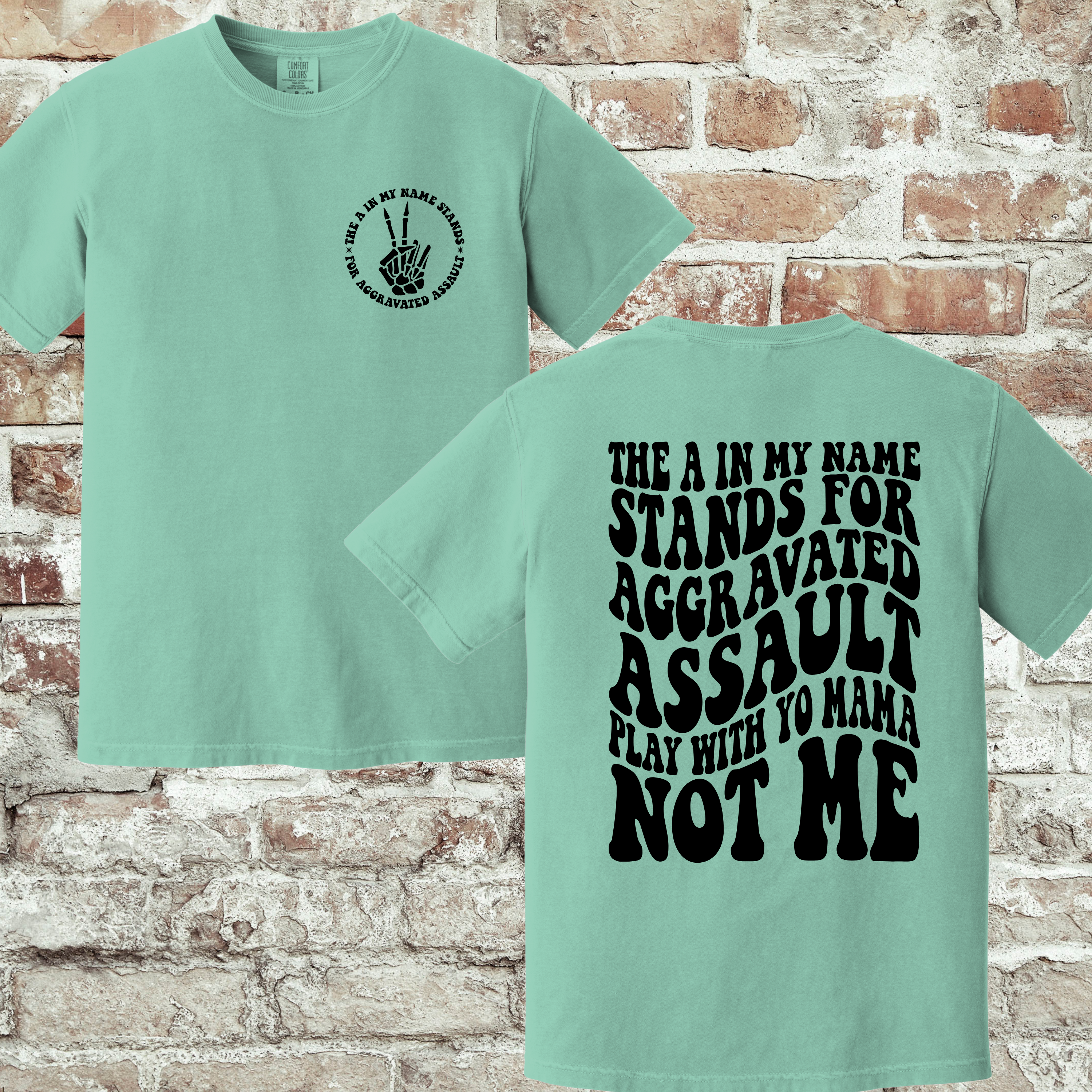 'THE A IN MY NAME STANDS FOR AGGRAVATED ASSAULT-PLAY WITH YO MAMA- NOT ME' - Unisex T-Shirt - This Is Your Wearable Warning Label
