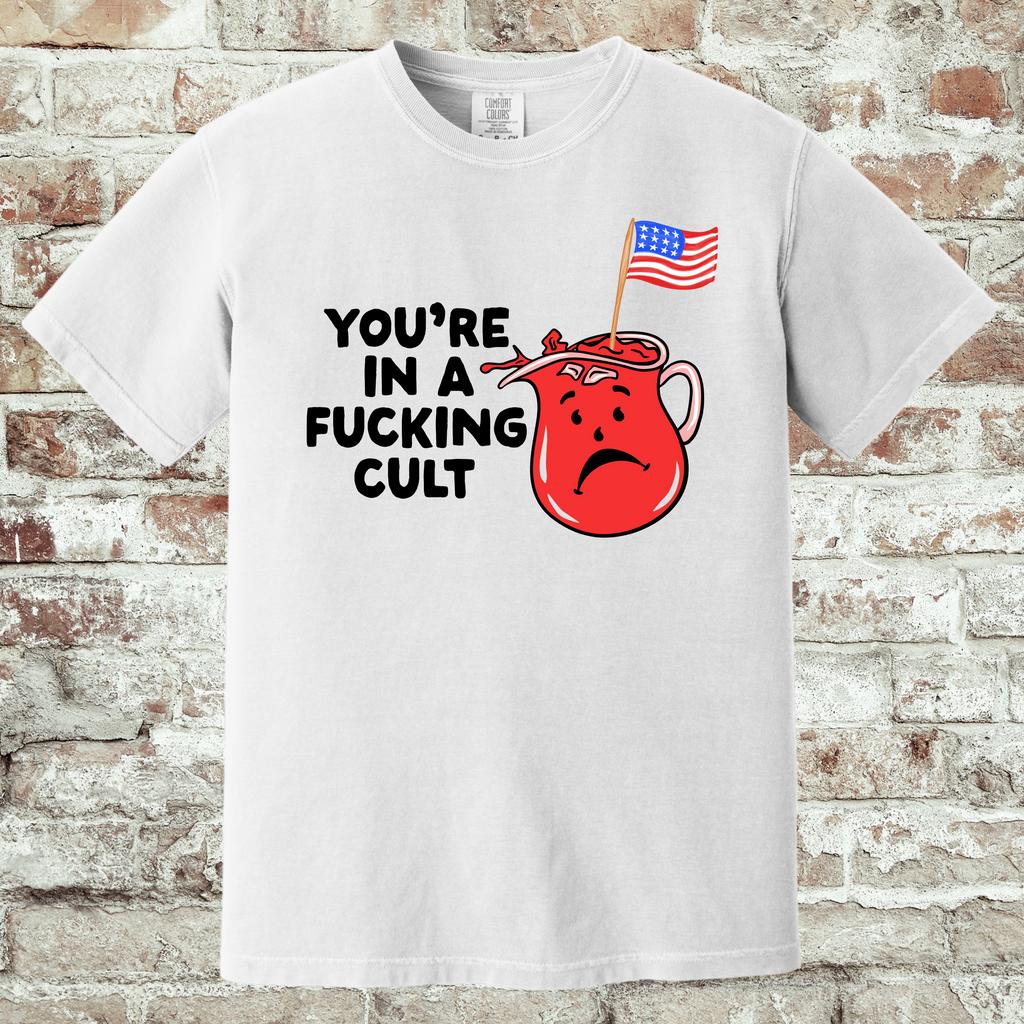 'You're In A Fucking Cult' - Unisex T-Shirt - Some People Marinate In It!