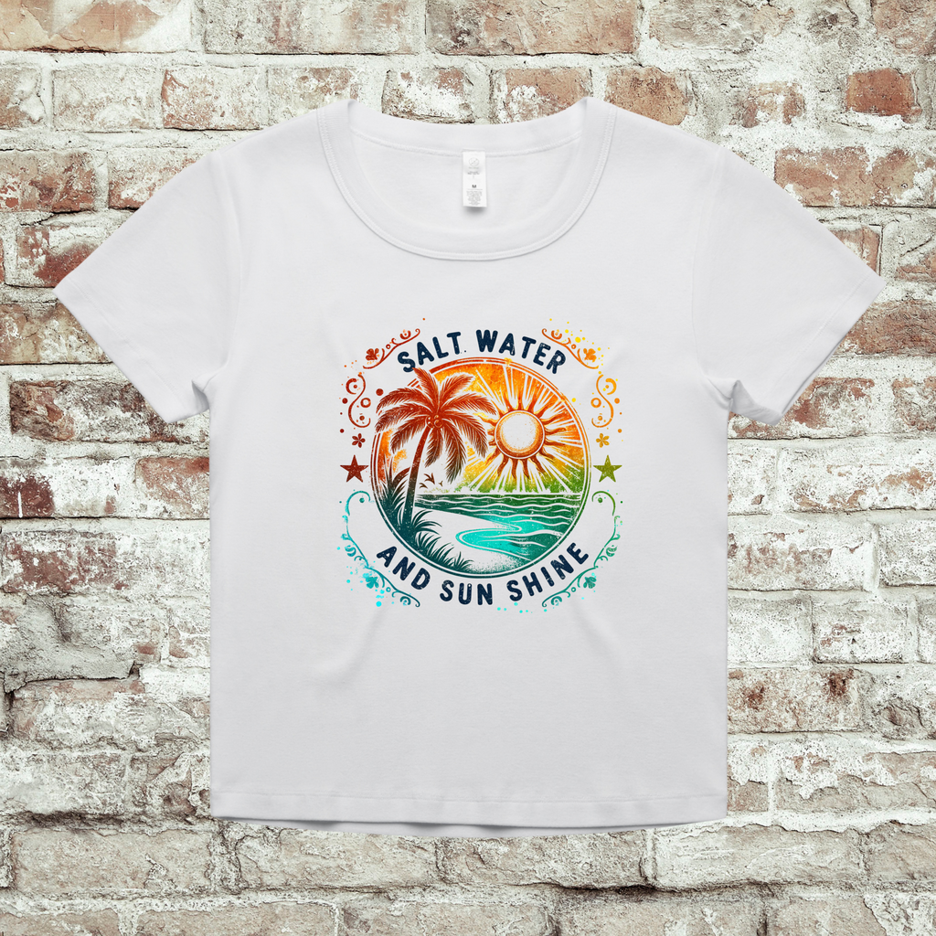 'SALT WATER AND SUN SHINE' - Women's Organic Rib Baby Tee