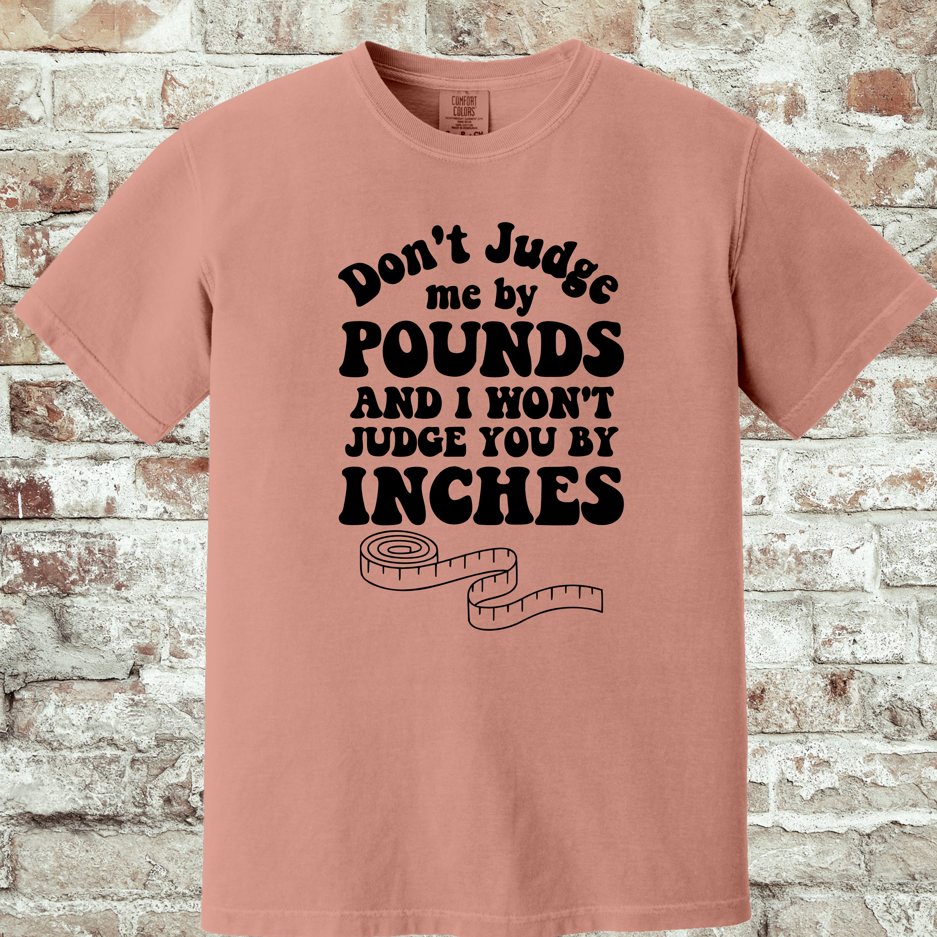 'DON'T JUDGE ME BY THE POUNDS AND I WONT JUDGE YOU BY THE INCHES' - Unisex T-Shirt