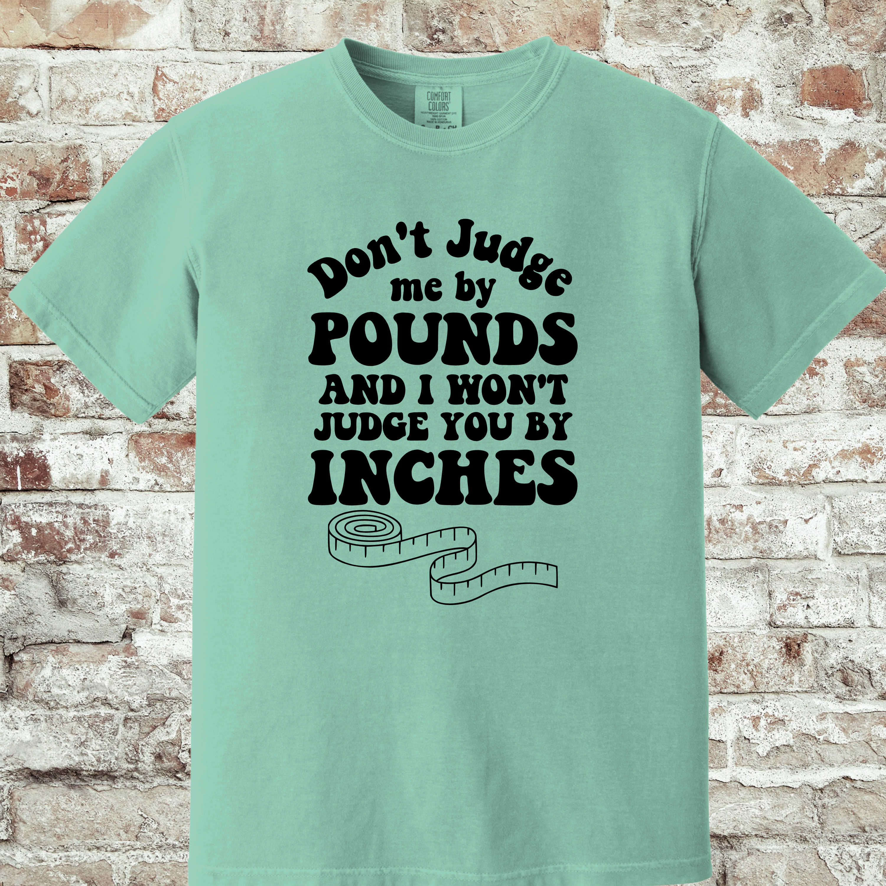 'DON'T JUDGE ME BY THE POUNDS AND I WONT JUDGE YOU BY THE INCHES' - Unisex T-Shirt