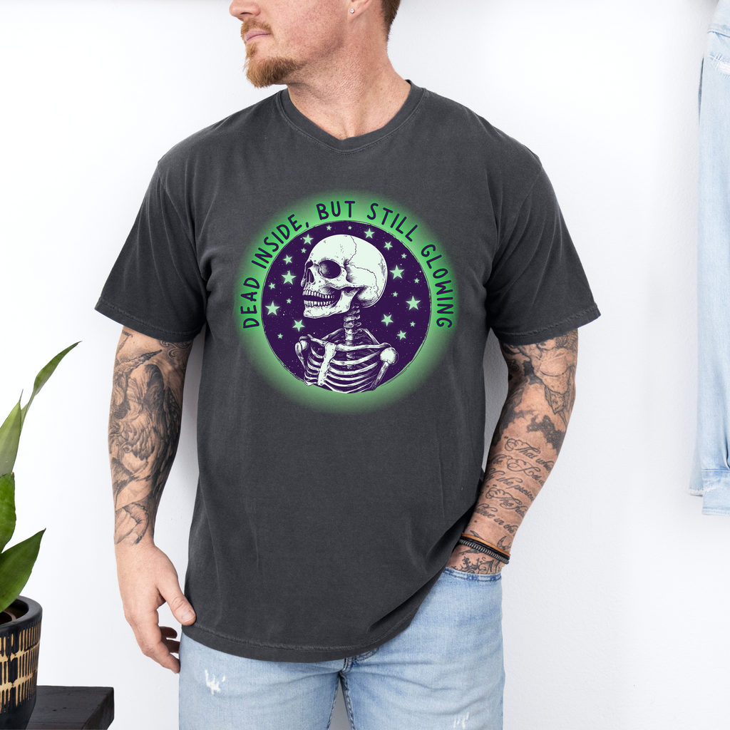 'DEAD INSIDE BUT STILL GLOWING' - Unisex Glow-In-The-Dark T-Shirt