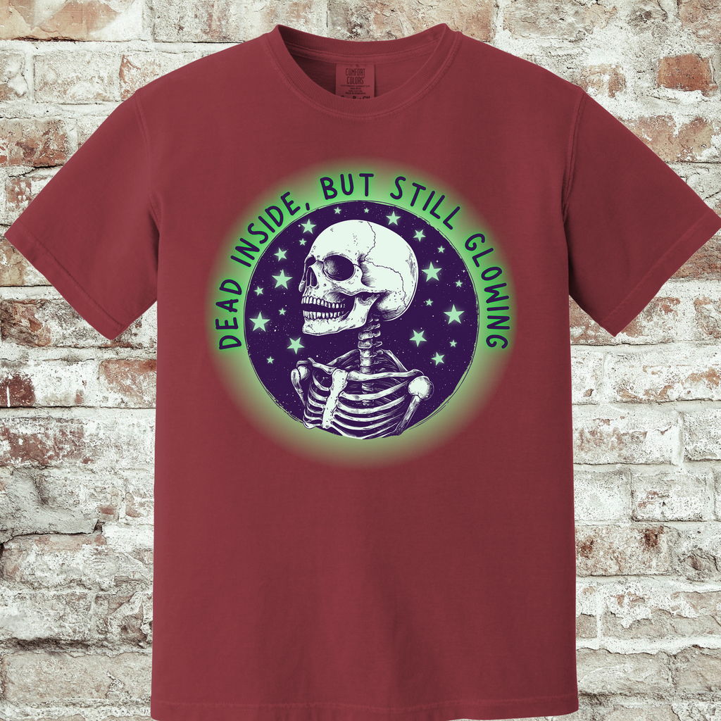 'DEAD INSIDE BUT STILL GLOWING' - Unisex Glow-In-The-Dark T-Shirt