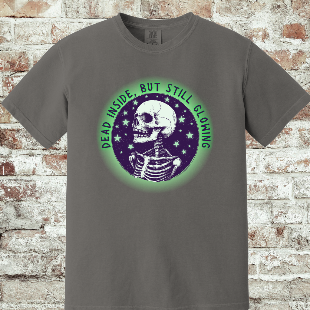 'DEAD INSIDE BUT STILL GLOWING' - Unisex Glow-In-The-Dark T-Shirt