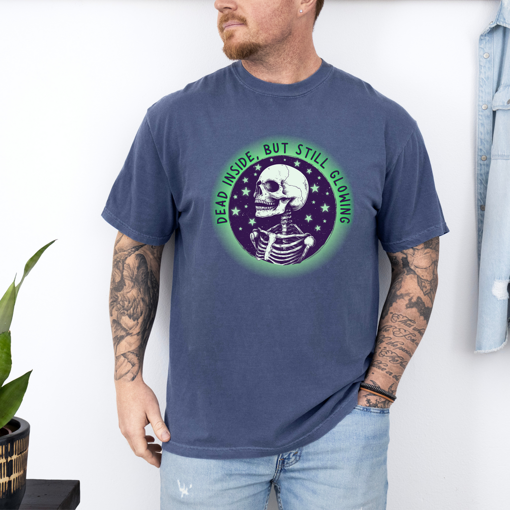 'DEAD INSIDE BUT STILL GLOWING' - Unisex Glow-In-The-Dark T-Shirt