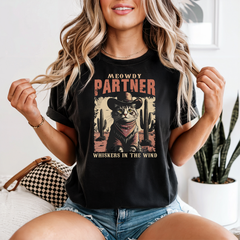 'MEOWDY PARTNER-WHISKERS IN THE WIND' - Unisex T-Shirt