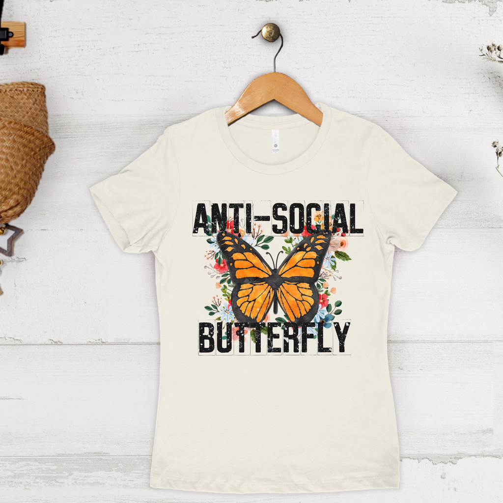 'ANTI-SOCIAL BUTTERFLY' - Women's Style Boyfriend T-Shirt From Next Level