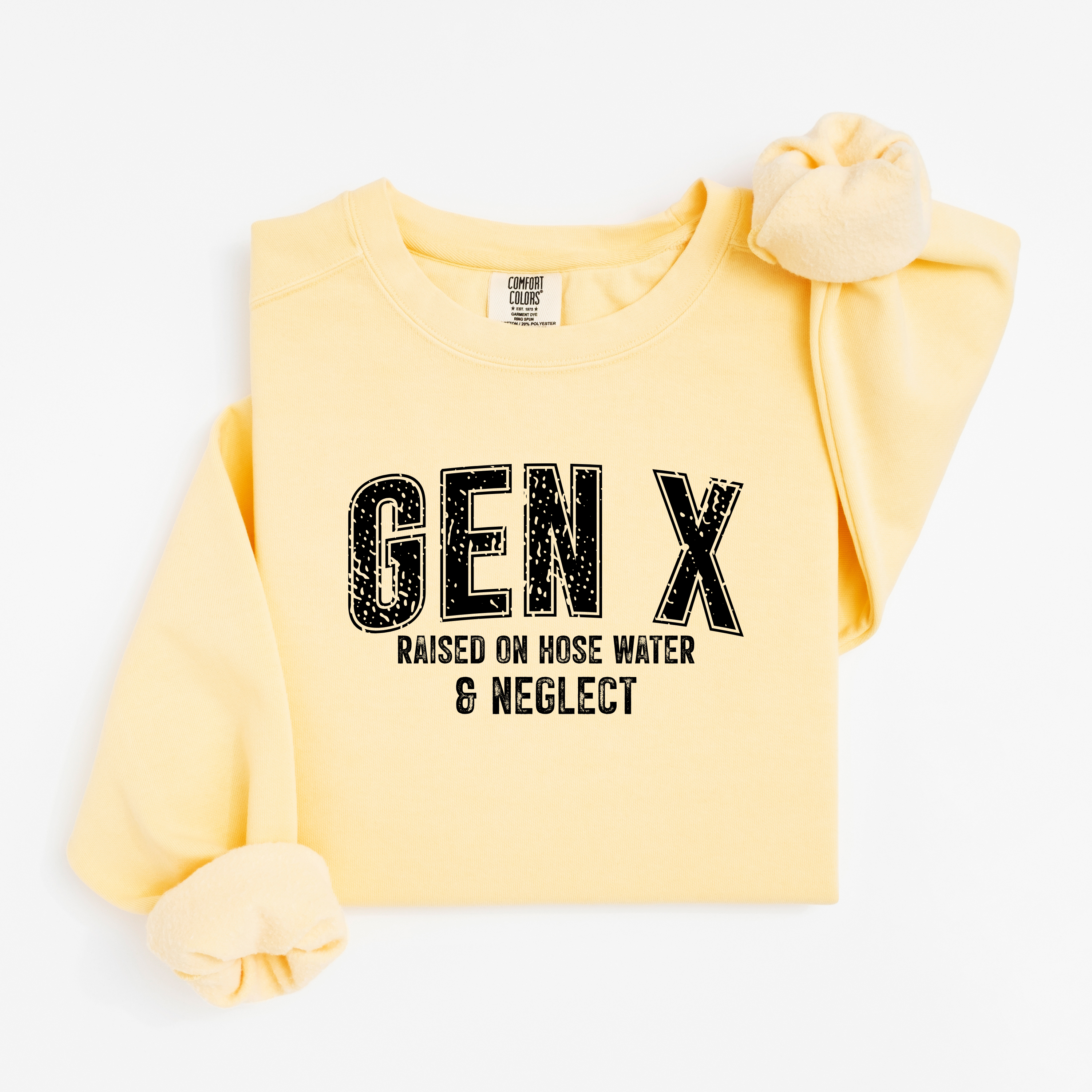 'GEN X - RAISED ON HOSE WATER AND NEGLECT' - Unisex Comfort Colors Sweatshirt