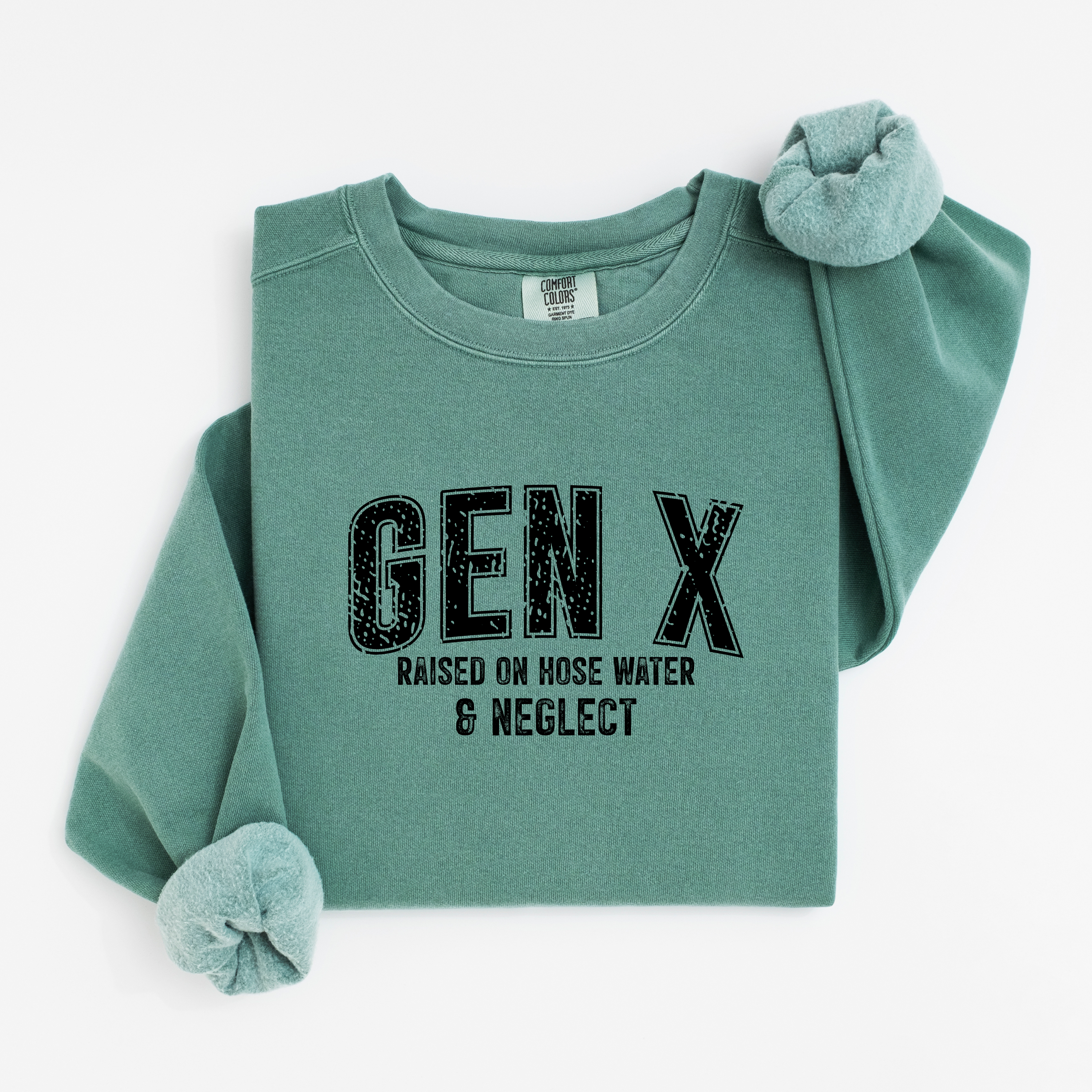 'GEN X - RAISED ON HOSE WATER AND NEGLECT' - Unisex Comfort Colors Sweatshirt