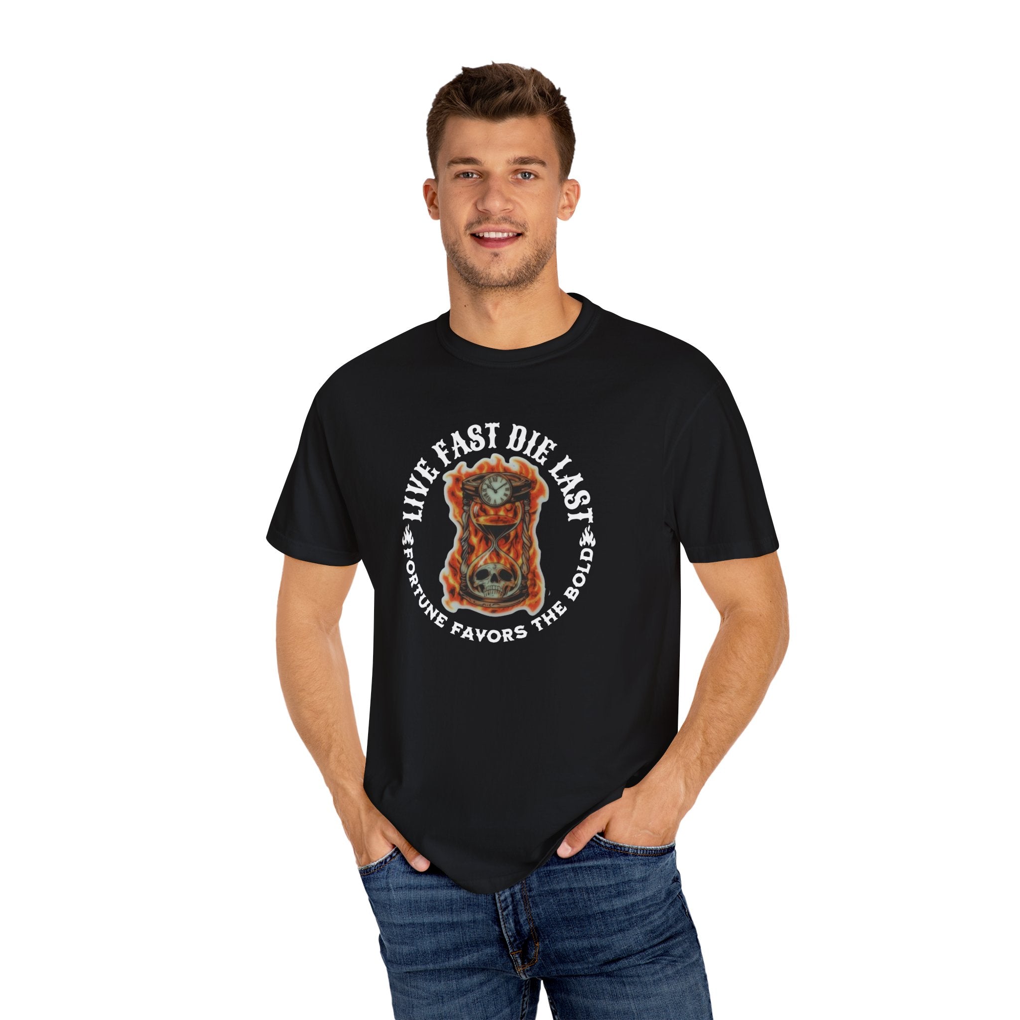 'LIVE FAST-DIE LAST-FORTUNE FAVORS THE BOLD' - Unisex T-Shirt